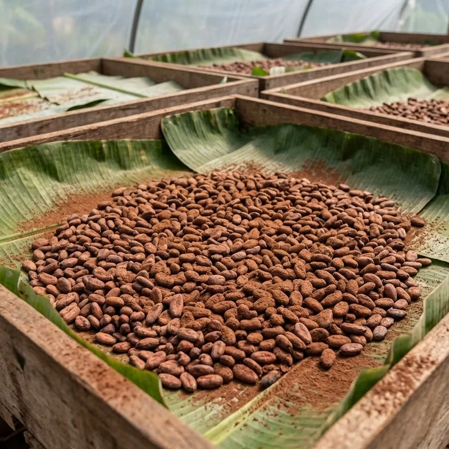 cocoa beans, fermentation stage
